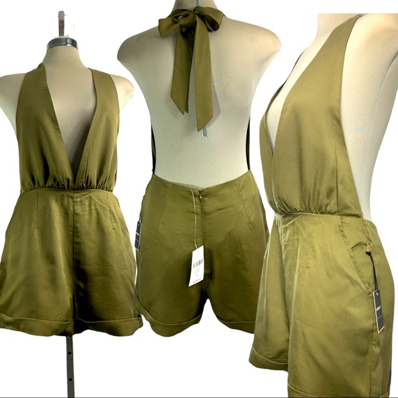 Forever 21 Pants - * NEW * Olive Jumpsuit - Short Open Back Size S